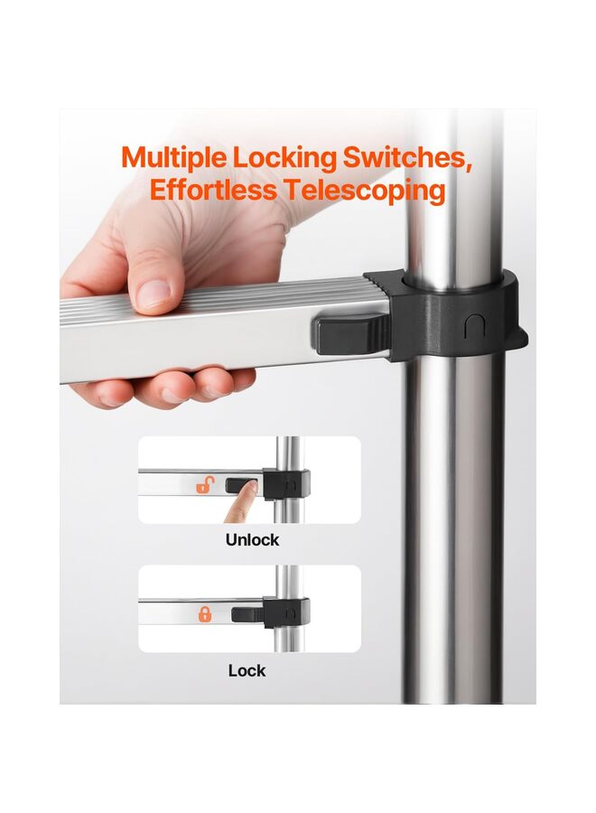 3.8m Telescoping Extension Ladder, 12.5FT Folding Stainless Steel Telescoping Foldable Multi Purpose Extendable for Indoor Outdoor, Anti-Slip Max 330 lbs Load for Home, RV, Loft - Image 3