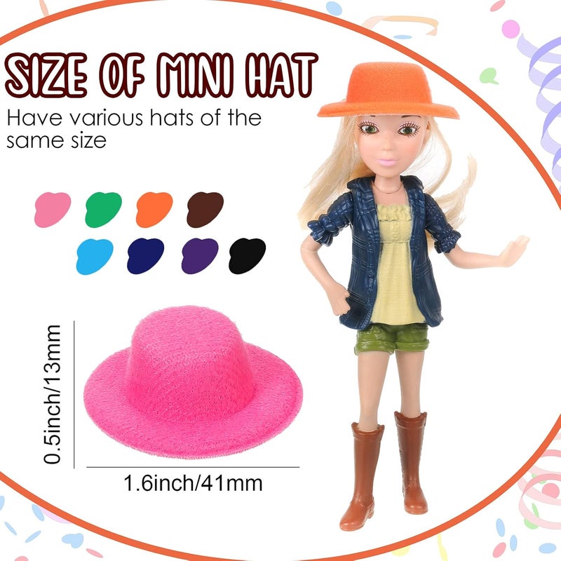 Civaner 16 Pieces Mini Hats for Crafts  12 Colors Doll Miniature Formal Small Fabric Ornaments Hat for Christmas DIY Party Accessory Decoration 16 x 05 Inch - Image 2