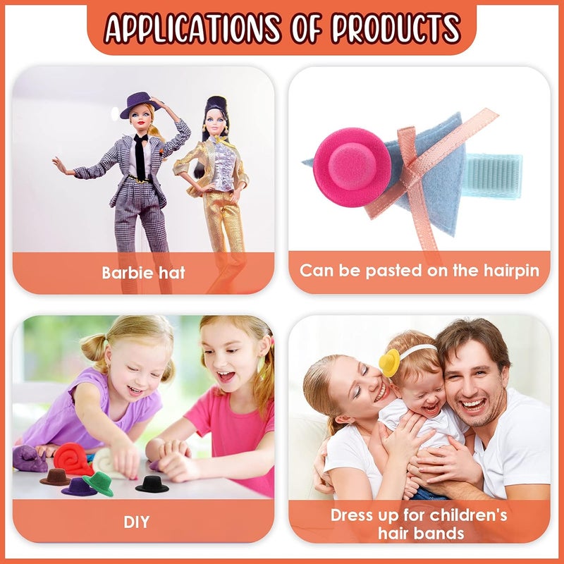 Civaner 16 Pieces Mini Hats for Crafts  12 Colors Doll Miniature Formal Small Fabric Ornaments Hat for Christmas DIY Party Accessory Decoration 16 x 05 Inch - Image 4