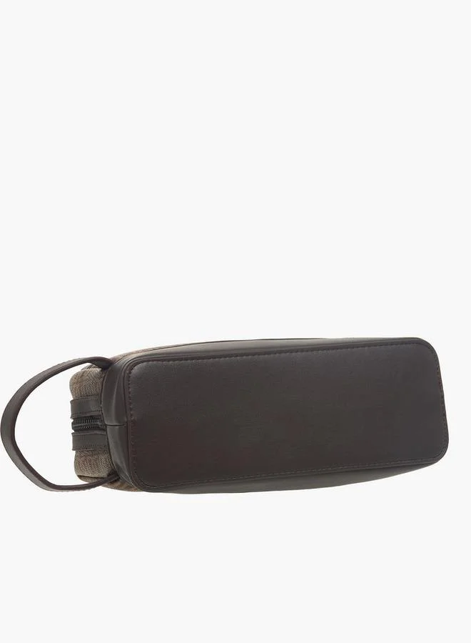 DUCHINI BROWN Monogram Print Pouch with Wrist Handle and Zip Closure for Men | Best Price UAE
