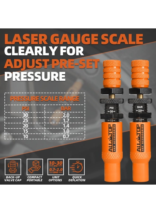 WALALLA Professional Auto-Stop Tire Deflator Kit (4-Piece) - Precision 10-30 PSI Adjustment with Locking Valve Caps, Ultimate Off-Road Air Down Tool for 4x4 Vehicles - Image 4