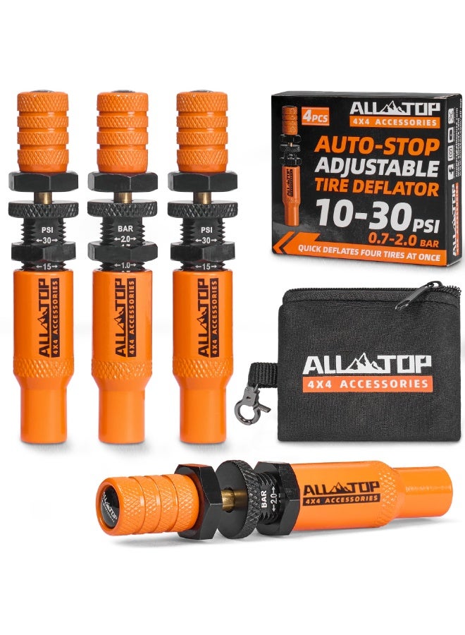 WALALLA Professional Auto-Stop Tire Deflator Kit (4-Piece) - Precision 10-30 PSI Adjustment with Locking Valve Caps, Ultimate Off-Road Air Down Tool for 4x4 Vehicles - Image 1