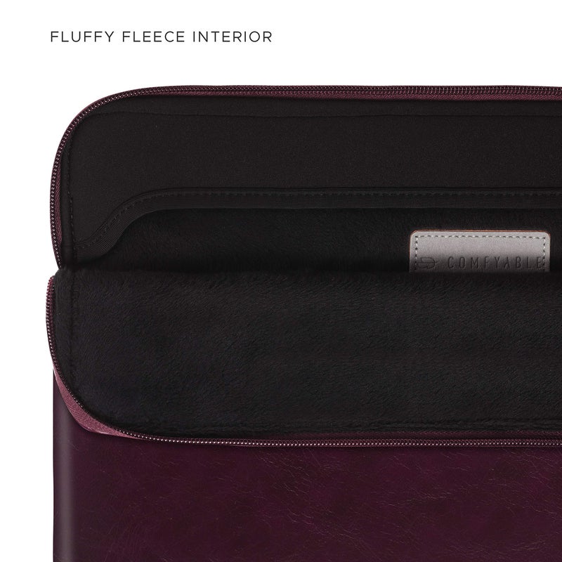 Comfyable Slim Protective Laptop Sleeve Compatible with 13/13.3/14 Inch MacBook Air & MacBook Pro, Mac Travel Case, Laptop Pouch, Slim PU Leather Cover M5/M4/M3/M2/M1 2025-2021, Berry Brown - Image 2