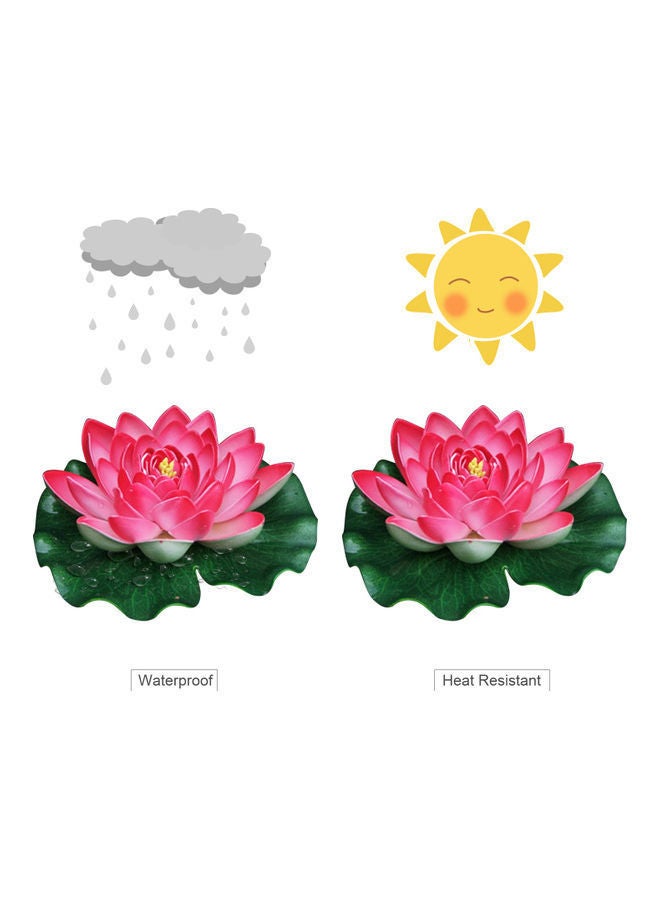 NIBEMINENT 7.08 Inch Artificial Floating Lotus Flower Pink/Green  - Image 3