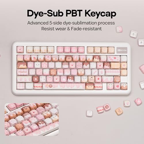 KiiBOOM Dough Fluff Keycap Set, 144/143 Keys, MOA/Cherry Profile PBT Keycaps for Mechanical Keyboard, Compatible with ANSI/ISO, 60%, 65%, 75%, TKL, Full-Sized Layout (Pink & Brown, MOA Profile) - Image 4
