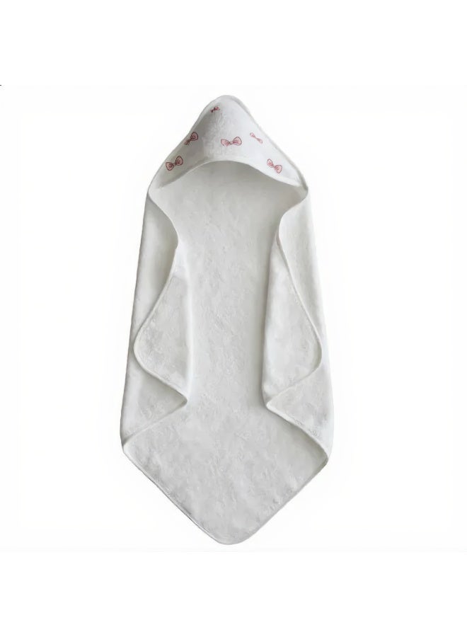 Hummingbird Premium Hooded Baby Towel – Ultra-Soft Absorbent Bath Towel with Hood for Newborn & Toddler, Pink Bow Design - Image 1