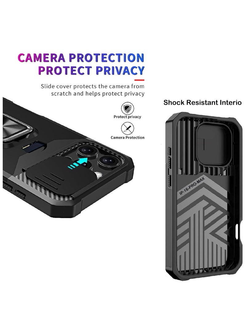 General Case for iPhone 16 Pro Max with [Card Holder] [Sliding Camera Protector] [360° Swivel Ring Stand] Heavy Duty Protective Phone Case for iPhone 16 Pro Max  - Image 5