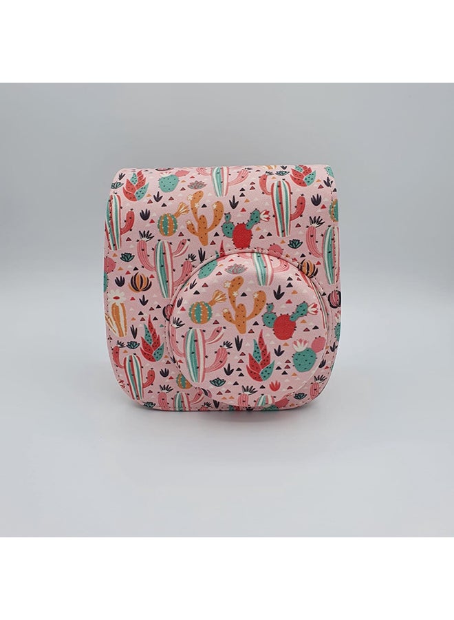 O Ozone جراب من الجلد الصناعي لكاميرا فوجي فيلم إنستاكس ميني 11/12 الفورية مع حزام قابل للتعديل [جراب مصمم لحقيبة كاميرا فوجي فيلم إنستاكس ميني 11/12 الفورية] - وردي كاكتوس - Image 2