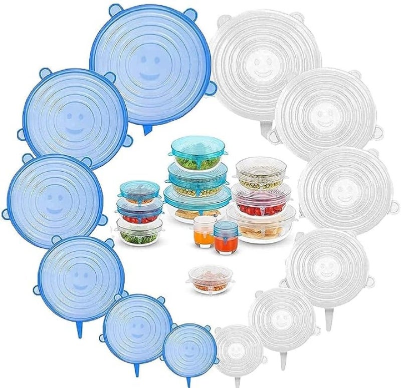 Daesyn Deal Microwave Safe Reusable Silicone Stretch Lids (Set of 6) Flexible,Food Covers for Round, Square & Rectangle Bowls, Dishes, Jars & Glassware BPA-Free, Leakproof & Eco-Friendly - Image 2