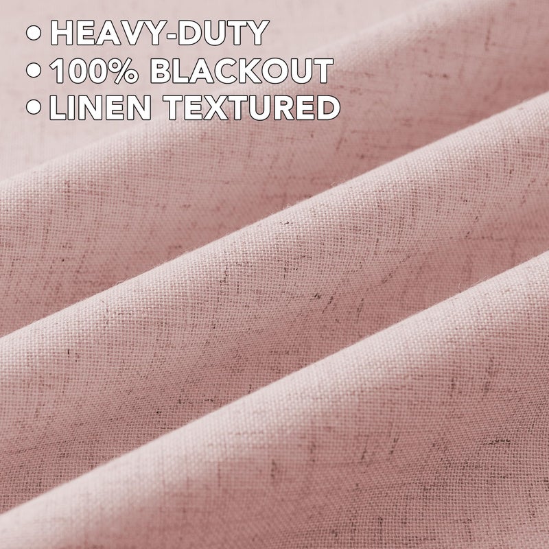 H.VERSAILTEX Linen Curtains 100% Blackout Curtains for Bedroom 63 inch Long Full Light Blocking Nature Linen Blended Window Curtains for Living Room Nickel Grommet (2 Panels  Heathered Baby Pink) - Image 5