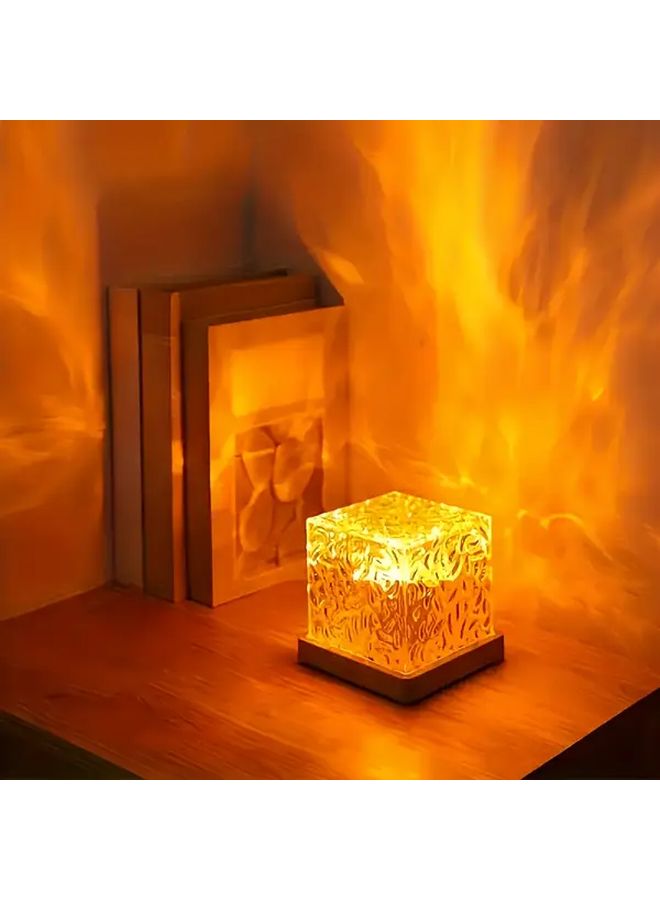 16 Color Water Ripple USB Night Light With Remote Control Auto Rotation Flame Effect - Image 1