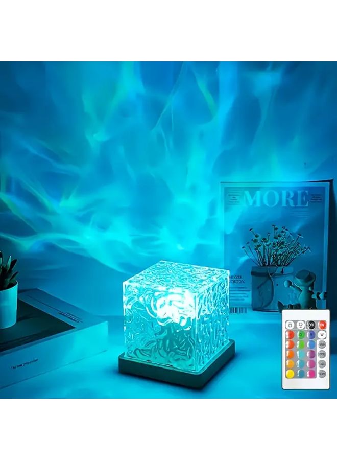 16 Color Water Ripple USB Night Light With Remote Control Auto Rotation Flame Effect - Image 2