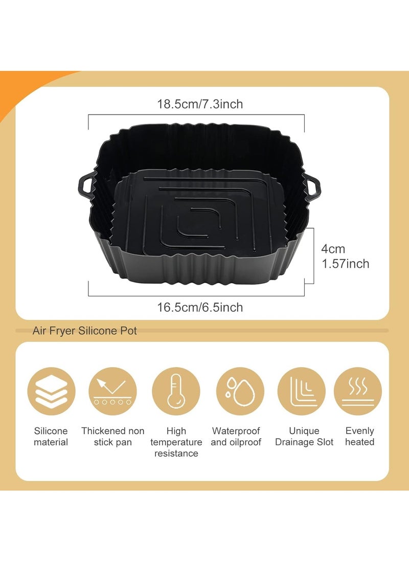 Cuken 3 Pack Air Fryer Silicone Liners Air Fryer Silicone Pot Reusable Food Grade Silicone Airfryer Liners Baking Basket Accessories Replacement of Flammable Disposable Parchment Paper (Square)  - Image 2