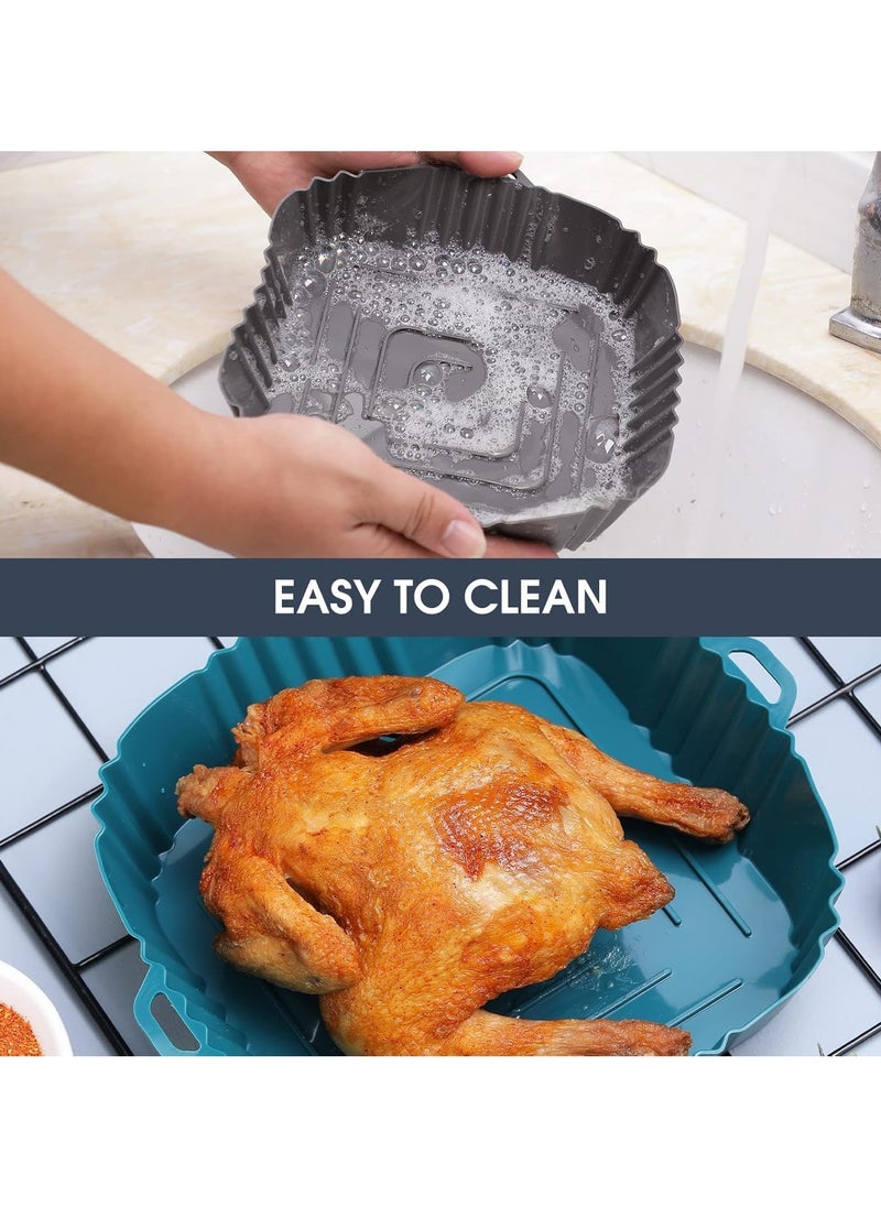 Cuken 3 Pack Air Fryer Silicone Liners Air Fryer Silicone Pot Reusable Food Grade Silicone Airfryer Liners Baking Basket Accessories Replacement of Flammable Disposable Parchment Paper (Square)  - Image 4