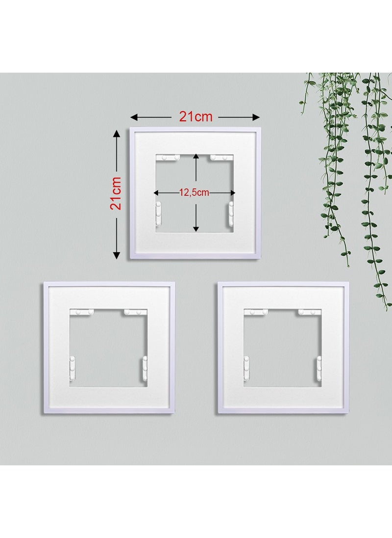 Nobbystar - White 21x21cm Square Photo Frame with Adhesive Removable Mat - Pack of 3 - Image 1