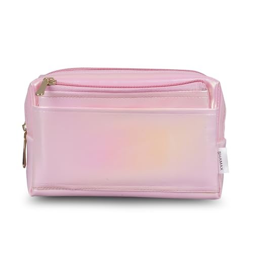Shamax® Pouches, Makeup Organizer, Cosmetic Travel Organizer Pouch,Zipper Closure Portable Makeup Pouch, Stationery Bag for Students Girls Adults Office with Pockets, Toiletry Bag(Pack of 2) (Pink) - Image 3