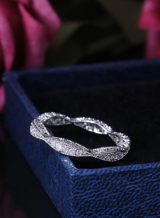 Take Two Silver Cubic Zirconia Twisted Band Ring