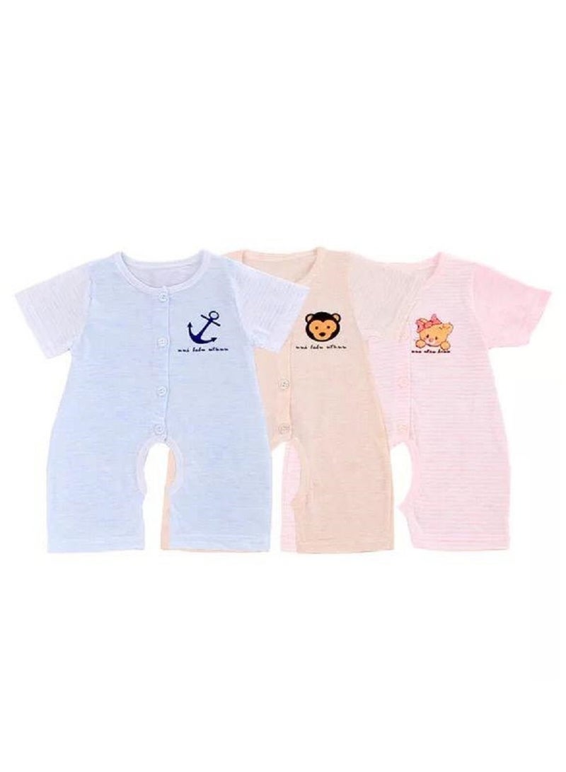 2-Piece Set Soft Comfortable Pure Colorful Cotton Short Sleeve Babies' Jumpsuit Set  - Image 2