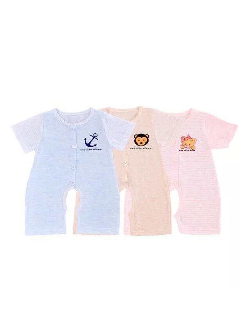 2-Piece Set Soft Comfortable Pure Colorful Cotton Short Sleeve Babies' Jumpsuit Set  - Image 1