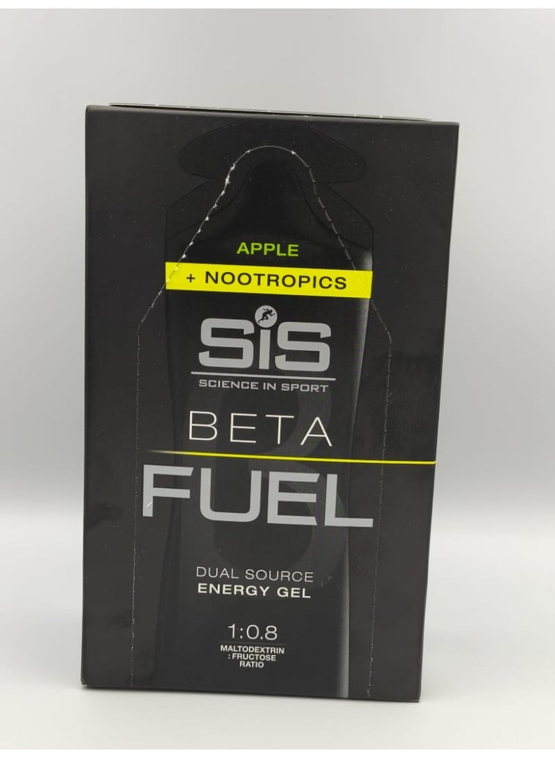 SIS Beta Fuel Dual Source Energy Gel, Apple + Nootropics, 1:0.8 Maltodextrin:Fructose Ratio, Science in Sport - Image 1