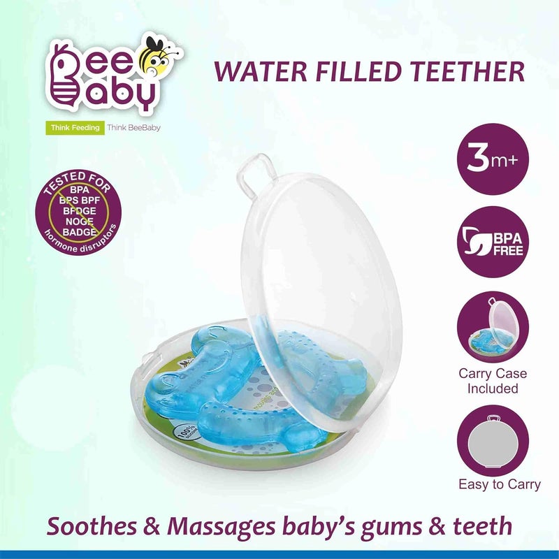 Beebaby عضاضات للأطفال من 6 إلى 12 شهر خالية من BPA. عضاضة مائية مبردة للأطفال، لعبة عضاضة ناعمة للأطفال مع حقيبة حمل، تهدئ اللثة وسهلة الإمساك. خالية 100% من BPA و PVC. (ضفدع وبومة - أزرق_برتقالي، عبوة من 2) - Image 2