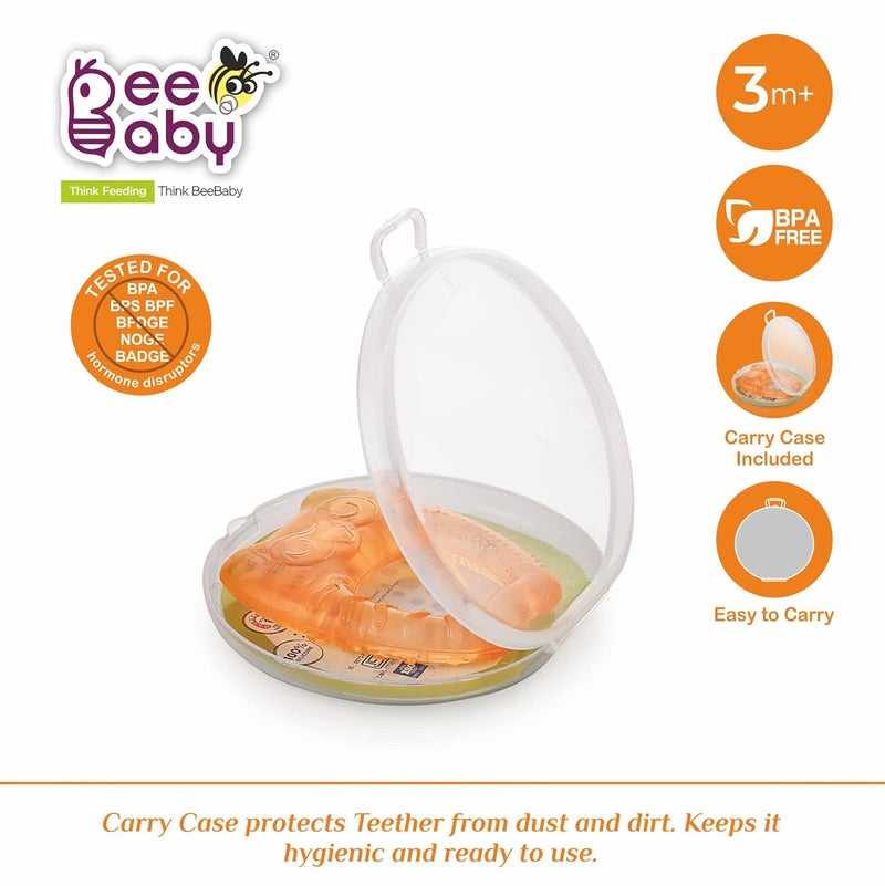 Beebaby عضاضات للأطفال من 6 إلى 12 شهر خالية من BPA. عضاضة مائية مبردة للأطفال، لعبة عضاضة ناعمة للأطفال مع حقيبة حمل، تهدئ اللثة وسهلة الإمساك. خالية 100% من BPA و PVC. (ضفدع وبومة - أزرق_برتقالي، عبوة من 2) - Image 3