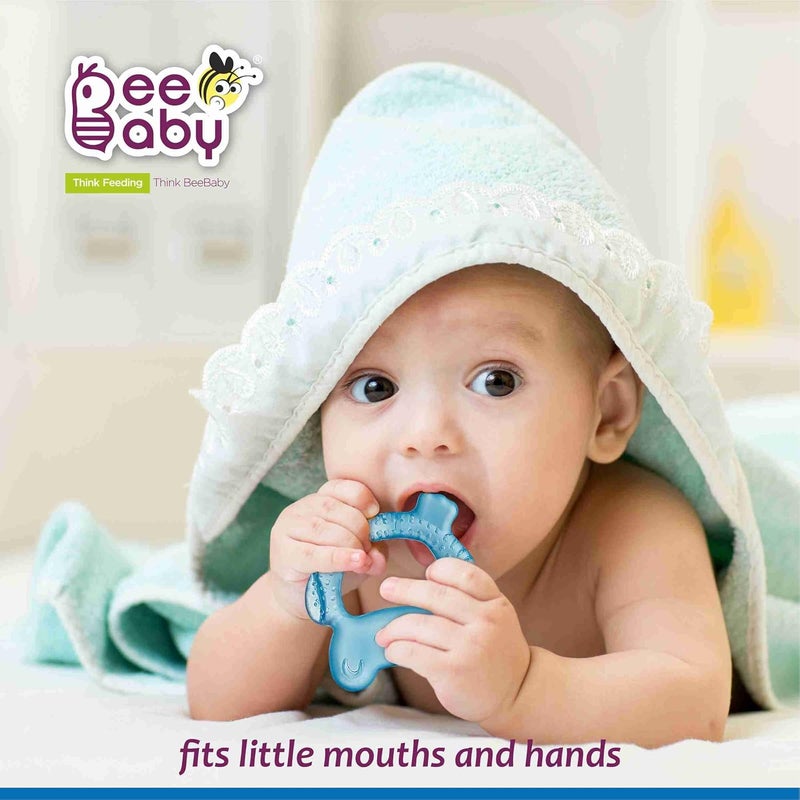 Beebaby عضاضات للأطفال من 6 إلى 12 شهر خالية من BPA. عضاضة مائية مبردة للأطفال، لعبة عضاضة ناعمة للأطفال مع حقيبة حمل، تهدئ اللثة وسهلة الإمساك. خالية 100% من BPA و PVC. (ضفدع وبومة - أزرق_برتقالي، عبوة من 2) - Image 5