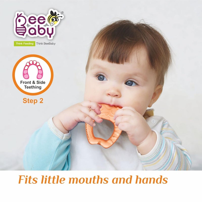 Beebaby عضاضات للأطفال من 6 إلى 12 شهر خالية من BPA. عضاضة مائية مبردة للأطفال، لعبة عضاضة ناعمة للأطفال مع حقيبة حمل، تهدئ اللثة وسهلة الإمساك. خالية 100% من BPA و PVC. (ضفدع وبومة - أزرق_برتقالي، عبوة من 2) - Image 4