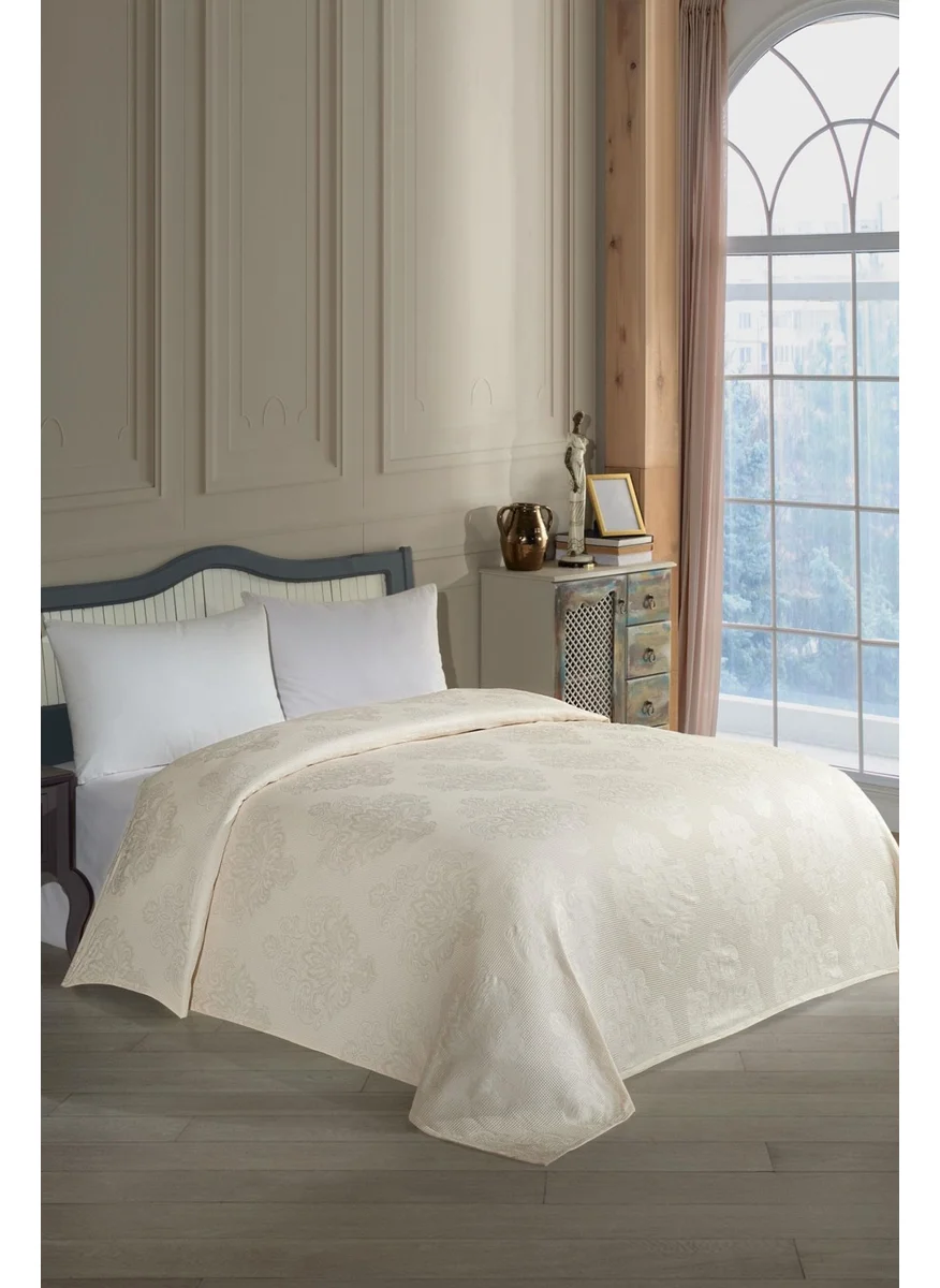 Varol Jacquard Bamboo Double Blanket Balder Cream