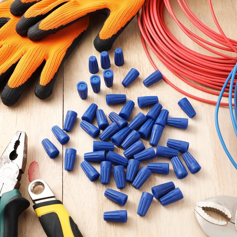 Luckam 100 Pcs Waterproof Wire Outdoor Splice Terminal Electrical Connectors 22AWG-12AWG Cable Wire Landscape Connectors Wet Location Available for Building Application Connect(Blue) - Image 2