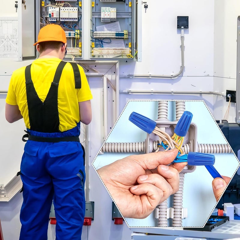 Luckam 100 Pcs Waterproof Wire Outdoor Splice Terminal Electrical Connectors 22AWG-12AWG Cable Wire Landscape Connectors Wet Location Available for Building Application Connect(Blue) - Image 3