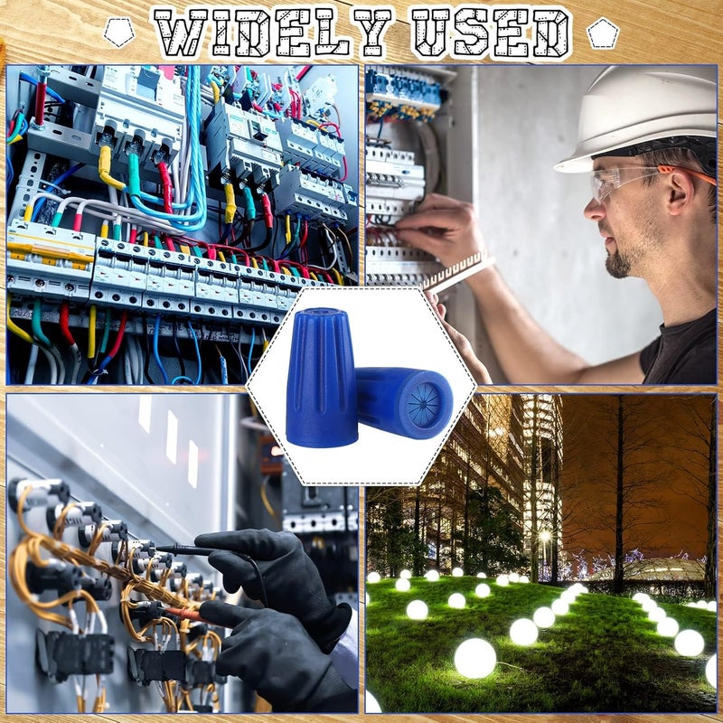 Luckam 100 Pcs Waterproof Wire Outdoor Splice Terminal Electrical Connectors 22AWG-12AWG Cable Wire Landscape Connectors Wet Location Available for Building Application Connect(Blue) - Image 5