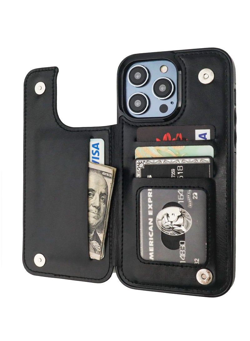 Generic iPhone 14 Pro Max Wallet Case with Card Holder and Camera Protection, Durable Flip Leather Cover for Men and Women  - Image 1