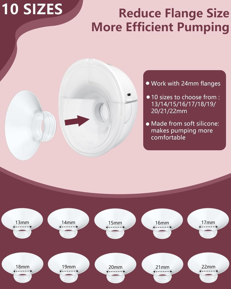 Bluejw 4PC Flange Insert 13mm Compatible with Momcozy M5/M6/M9/S12 Pro/V1 Pro/V1 Pro Breast Pump, Fit for Eufy/Elvie/Medela/Spectra/Lansinoh/NCVI/Lansinoh/TSRETE with 24mm Flange/Shield Breast Pump - Image 5