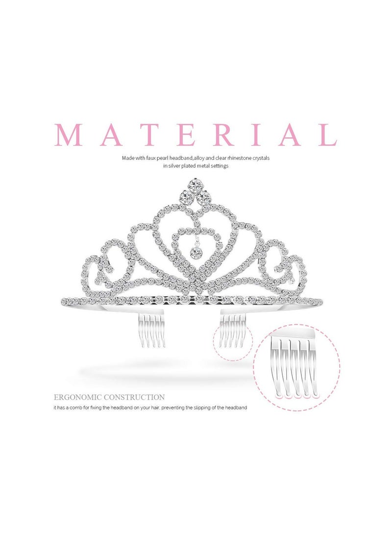 Loquat Crystal Headband, Rhinestone Headbands for Women Hair Jewelry Wedding Headband Crown Party Tiaras, Tiara Crown Princess  for Wedding Prom Bridal Party  Costume Gift(5 Packs)(Silver) - Image 3