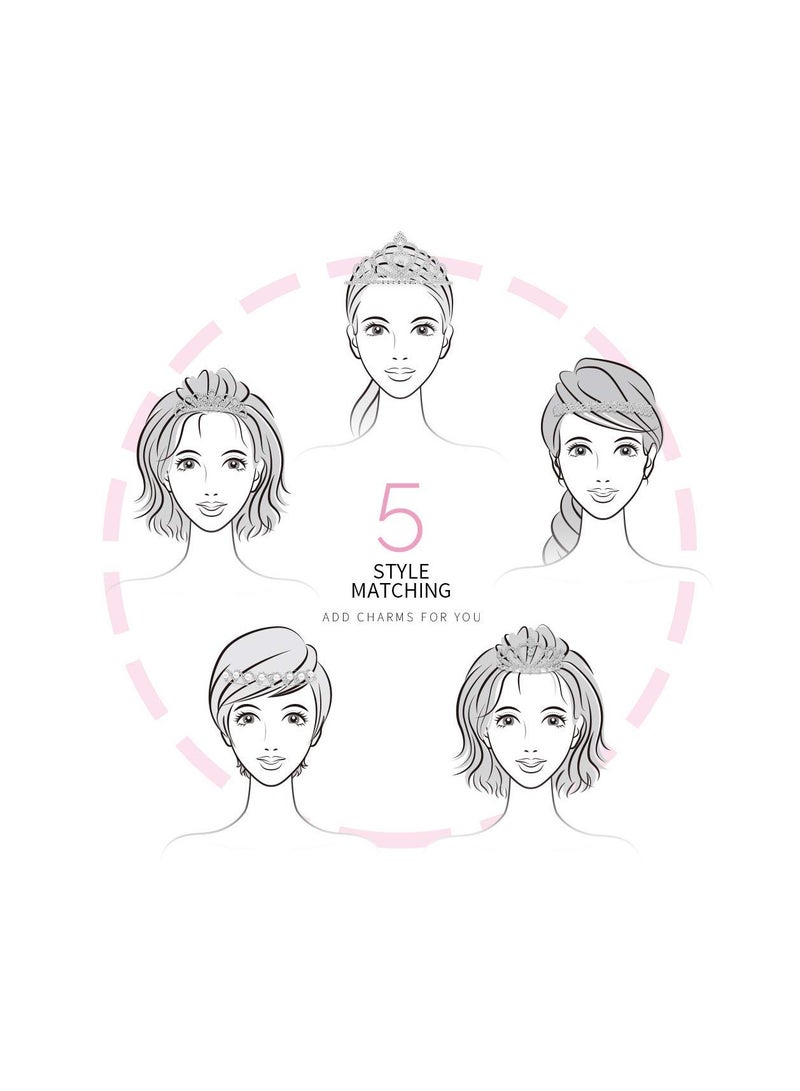 Loquat Crystal Headband, Rhinestone Headbands for Women Hair Jewelry Wedding Headband Crown Party Tiaras, Tiara Crown Princess  for Wedding Prom Bridal Party  Costume Gift(5 Packs)(Silver) - Image 2