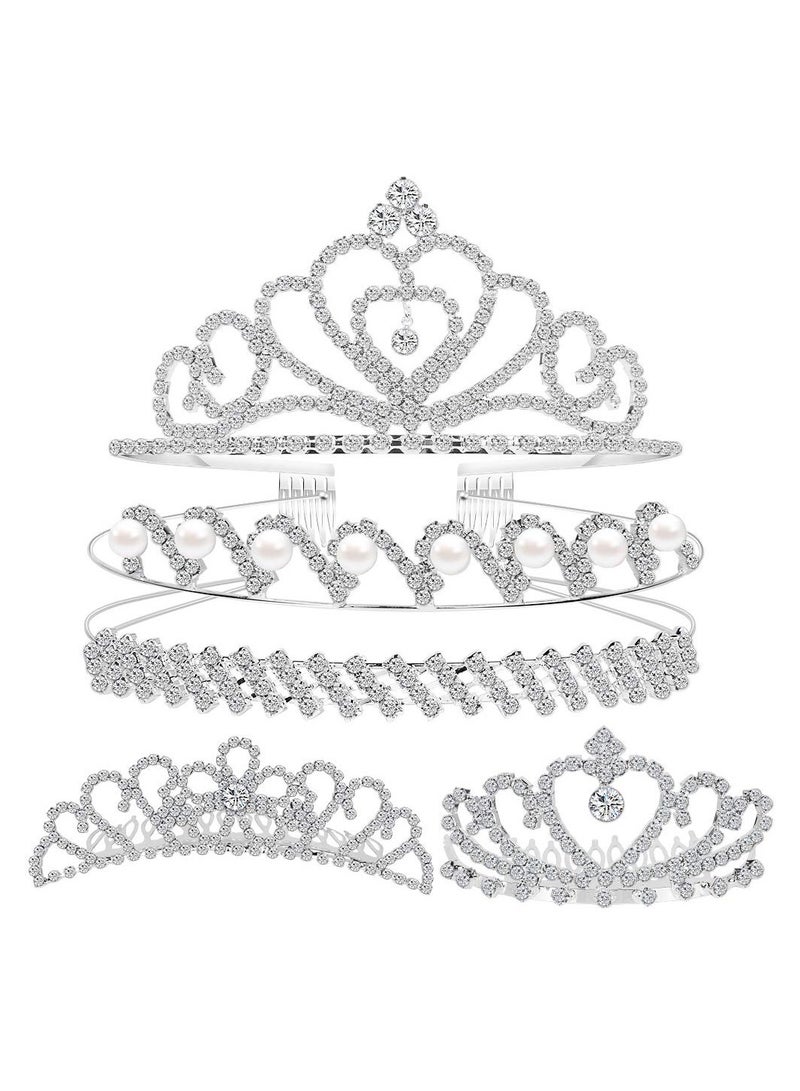 Loquat Crystal Headband, Rhinestone Headbands for Women Hair Jewelry Wedding Headband Crown Party Tiaras, Tiara Crown Princess  for Wedding Prom Bridal Party  Costume Gift(5 Packs)(Silver) - Image 1