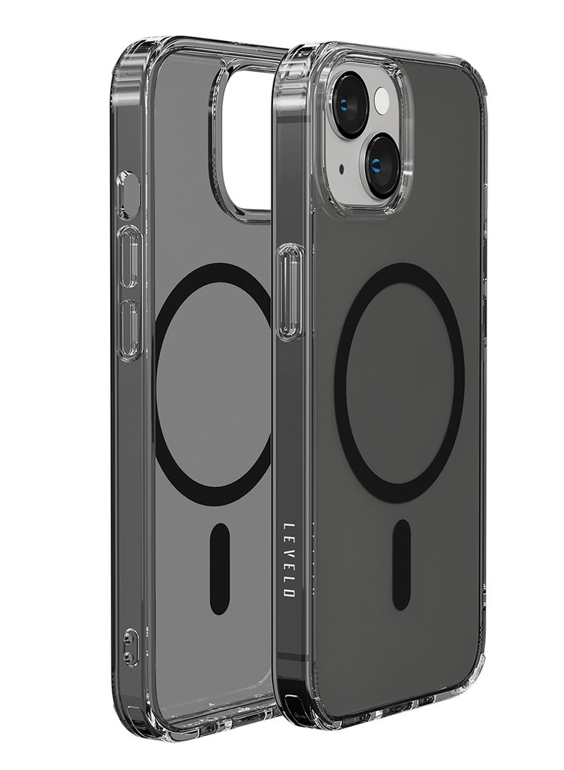 ليفيلو جراب iPhone 14 MagSafe Clara Clear Back Cover بحواف مقاومة للصدمات - رمادي شفاف - Image 1