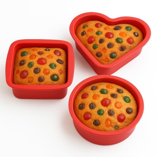 Esslly 500g Cake Mould Set - Quality Silicone Bakeware Moulds - (6-inch Square, 6-inch Round, and 7-inch Heart (Pack of 3 Shapes) - Perfect for Baking & Crafting. - Image 5