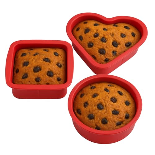 Esslly 500g Cake Mould Set - Quality Silicone Bakeware Moulds - (6-inch Square, 6-inch Round, and 7-inch Heart (Pack of 3 Shapes) - Perfect for Baking & Crafting. - Image 4