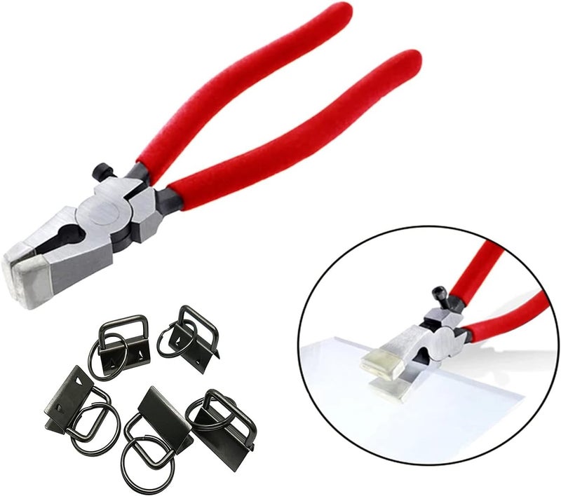 MFDSJ 8 Inch Key Fob Pliers Attach Rubber Tips, Glass Running Plier for Key Fob Hardware Install and Stained Glass Work, with Adjustable Screw - Image 4