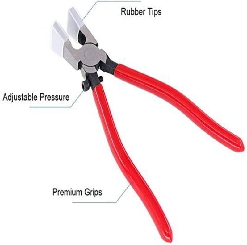 MFDSJ 8 Inch Key Fob Pliers Attach Rubber Tips, Glass Running Plier for Key Fob Hardware Install and Stained Glass Work, with Adjustable Screw - Image 2