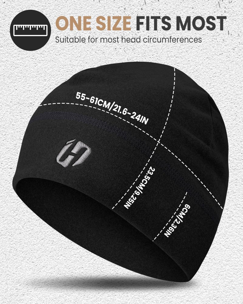 HASAGEI Thermal Running Hat - Men's Skull Cap Cycling Cap Under Helmet Black - Image 3