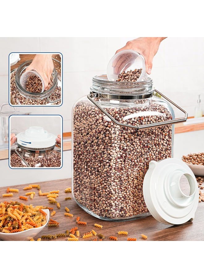 Daitouge 5 Gallon Glass Jar with Airtight Lid, Square Wide Mouth Storage Jar with Stainless Steel Handle, Glass Jug with Cup for Terrarium, Storage, Dog Treats, Mead Making - Image 3