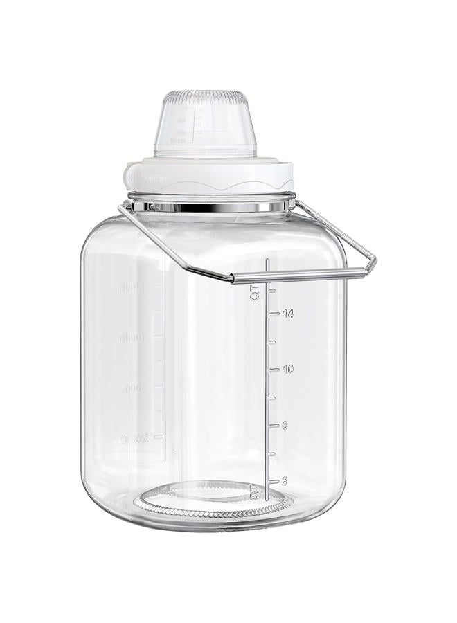 Daitouge 5 Gallon Glass Jar with Airtight Lid, Square Wide Mouth Storage Jar with Stainless Steel Handle, Glass Jug with Cup for Terrarium, Storage, Dog Treats, Mead Making - Image 1