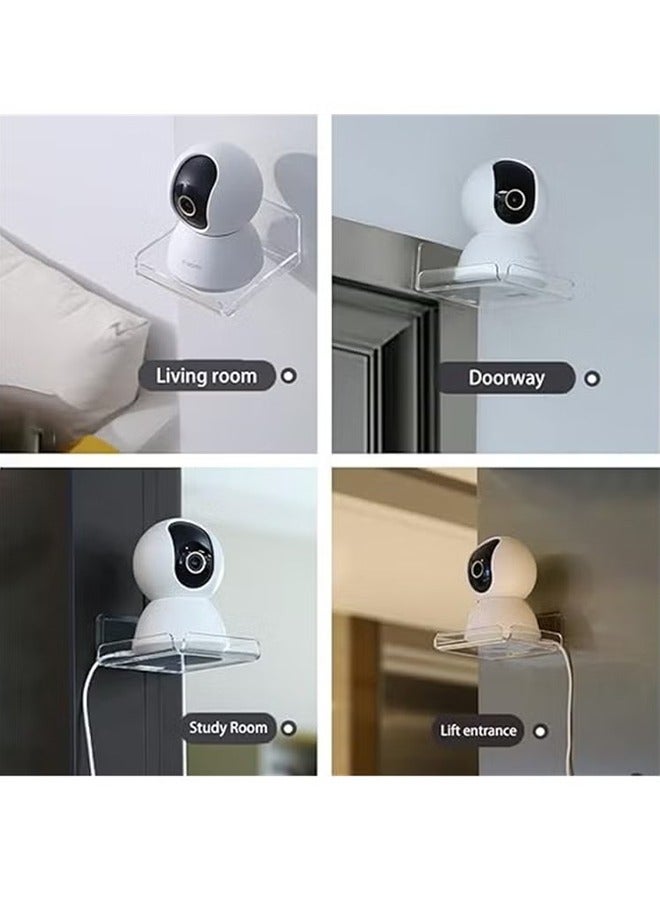 Acrylic Floating Small Wall Shelves, Mini Wall Mounted Hanging Display Shelves, Universal Adhesive Shelf Easy to Install No Drill, for Security Cameras, Baby Monitors, Smart Speaker, 2 Pcs - Image 3
