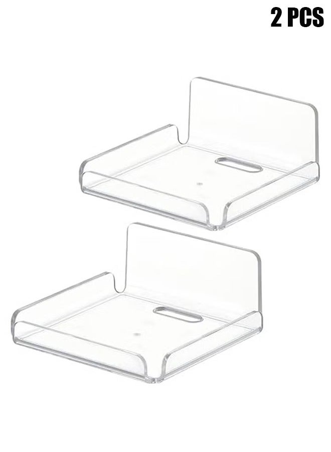 Acrylic Floating Small Wall Shelves, Mini Wall Mounted Hanging Display Shelves, Universal Adhesive Shelf Easy to Install No Drill, for Security Cameras, Baby Monitors, Smart Speaker, 2 Pcs - Image 1