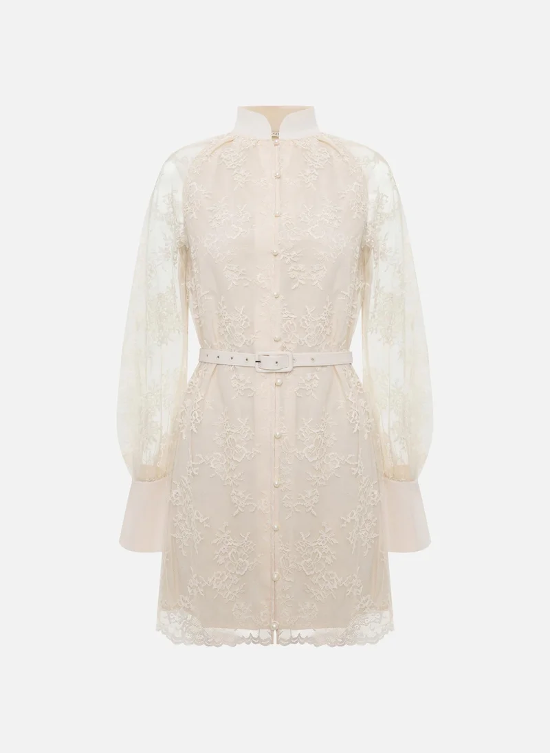 Lichi  Guipure mini dress with eco-leather belt for Women | Best Price UAE