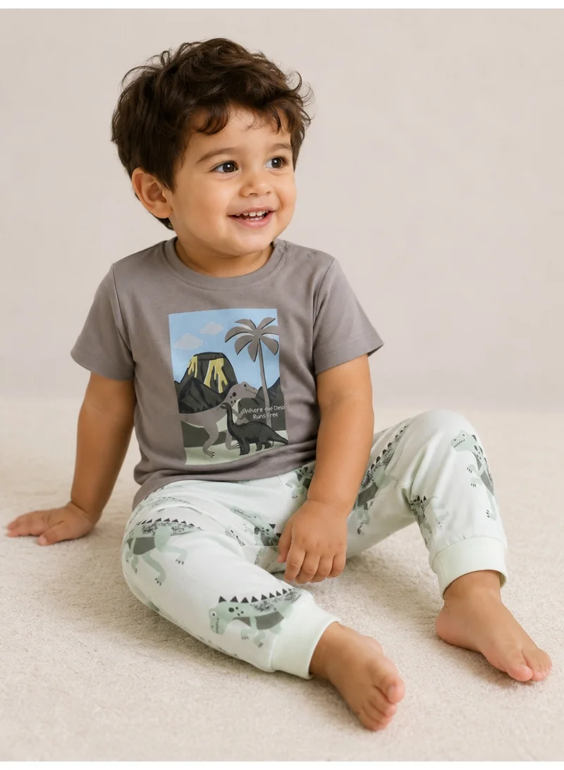 فكتور اند جين Infant Boys Nature Print Cotton Pajama Set – T-Shirt & Pajama Pants Nightwear