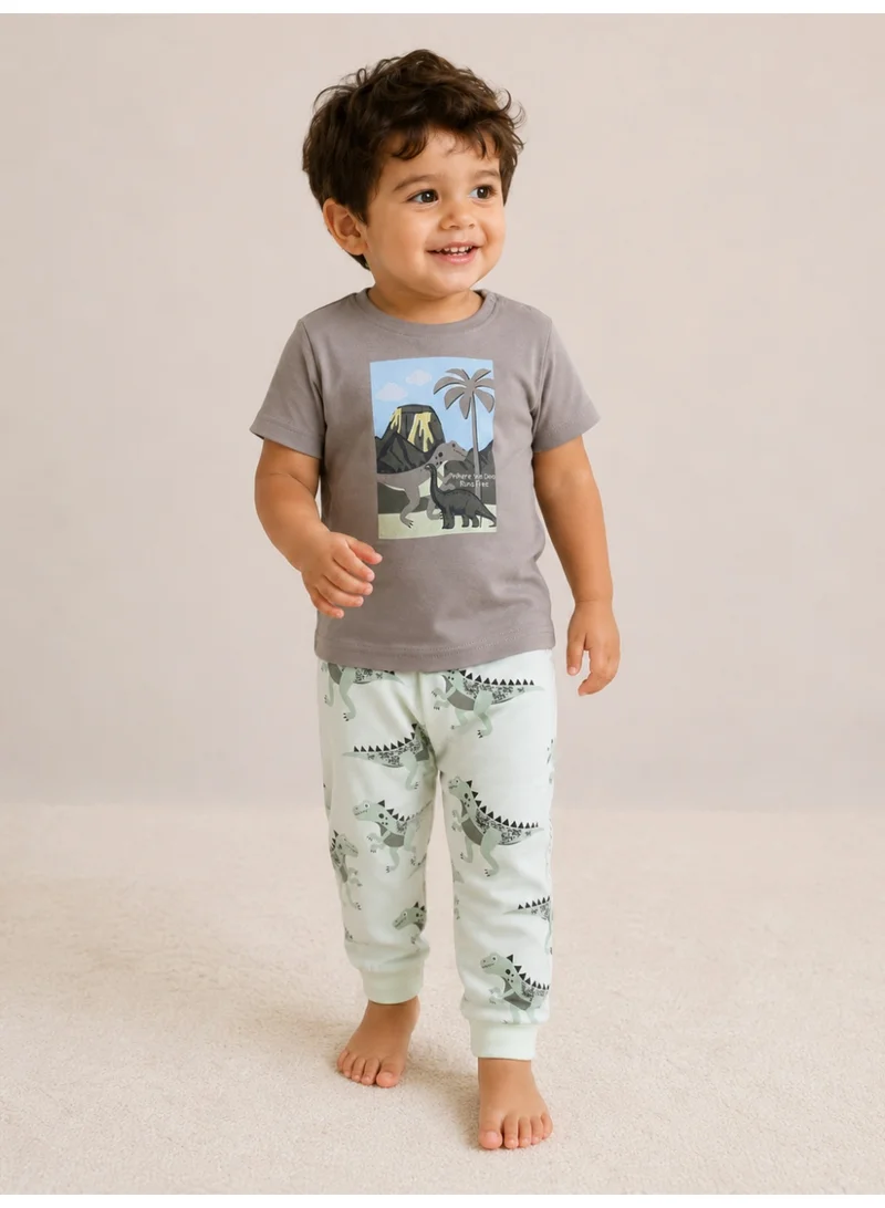 Victor And Jane  Infant Boys Nature Print Cotton Pajama Set – T-Shirt & Pajama Pants Nightwear for Men | Best Price UAE
